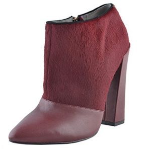 Just Cavalli Burgundy Pony Hair Ankle Boots